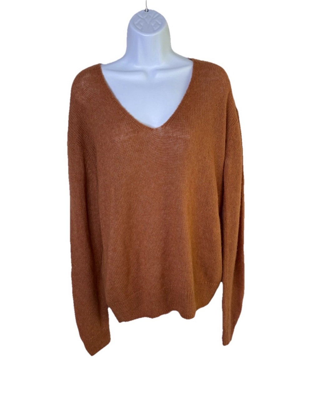 Free People Gossamer V-Neck Sweater Size XS Terracotta Luxury Fiber Knit